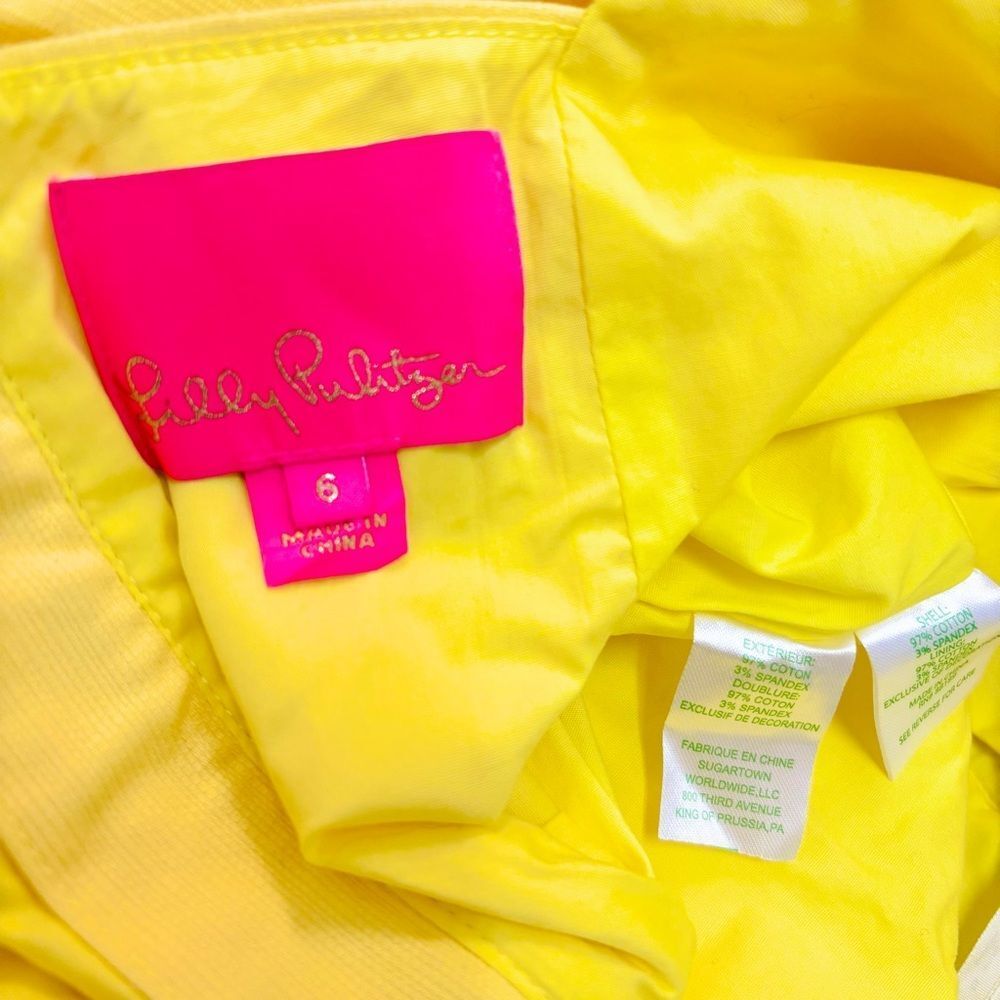 Lilly Pulitzer Shelli Stretch Dress – Watch Hill Yellow, Lace Detail, Size 6 - Picture 6 of 6